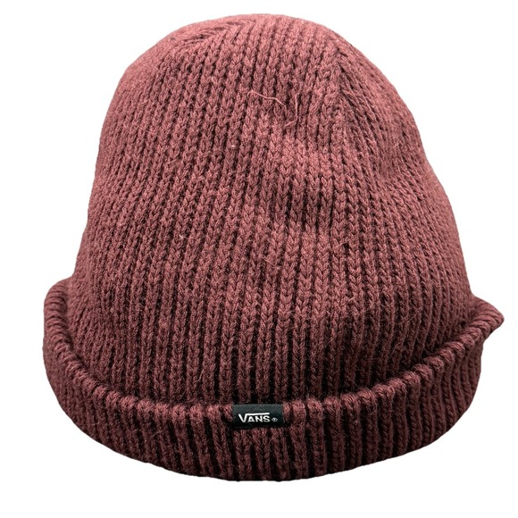 Vans Off the Wall Knit Cap Beanie Hat Red Black OS Winter Stretch Fit - Picture 1 of 2